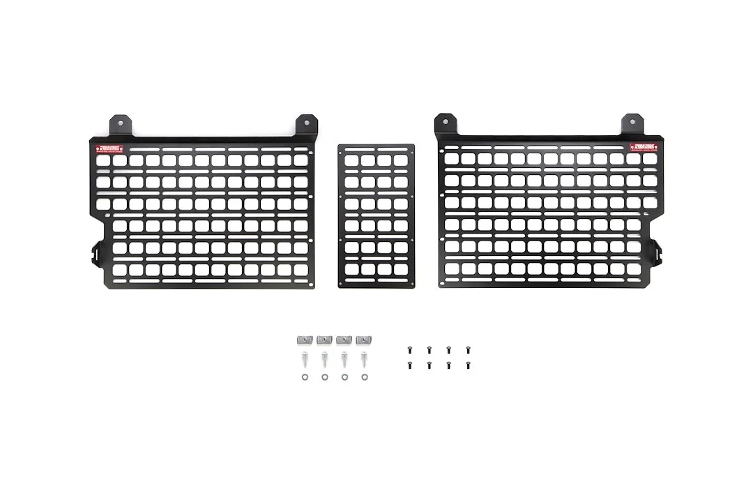 102115 – BUILTRIGHT Molle Cargo Panel, Bedside Mount Screw On Powder Coated Textured Black Steel With Cab Wall Panel ...
